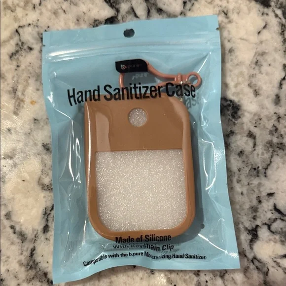 Red Silicone Hand Sanitizer Case with Keychain Clip - Picture 4 of 4